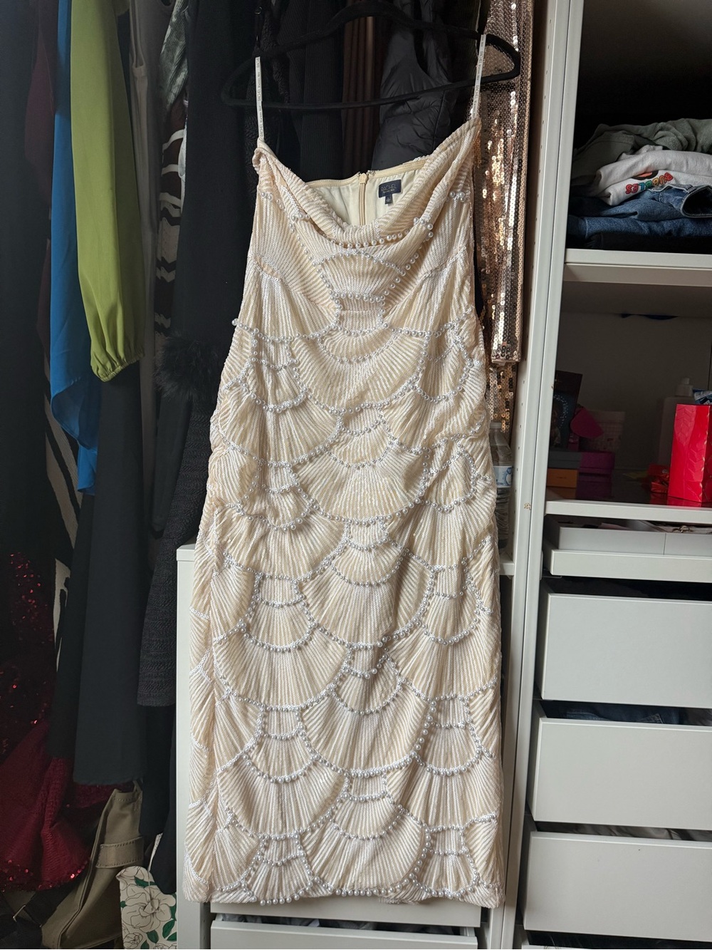 Rachel Roy Beaded Ivory strapless Dress